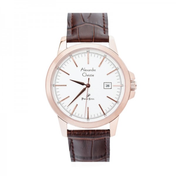 Alexandre Christie AC 1008 Rosegold White Leather Man MDLRGSL